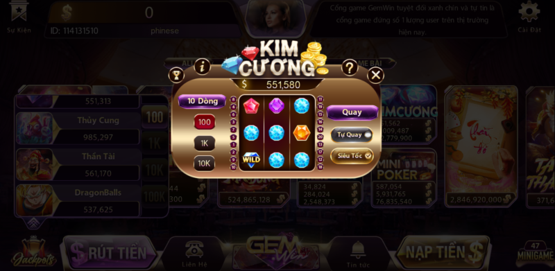 mini game kim cương